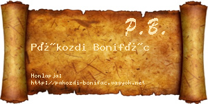 Pákozdi Bonifác névjegykártya